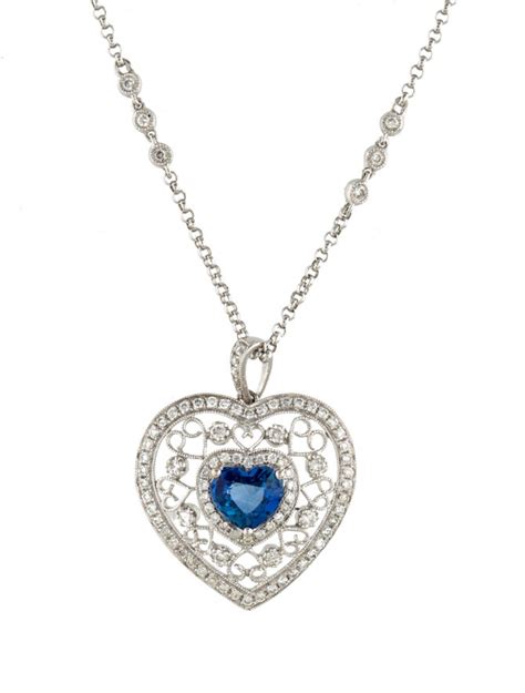 large sapphire heart pendant